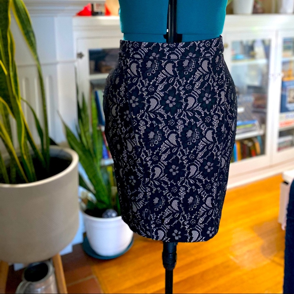 Black lace pencil skirt